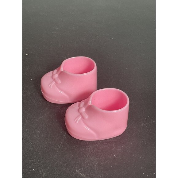 Miniature Pink Doll Shoes With Bow Design Cake Toppers Baby Shower - Picture 4 of 6